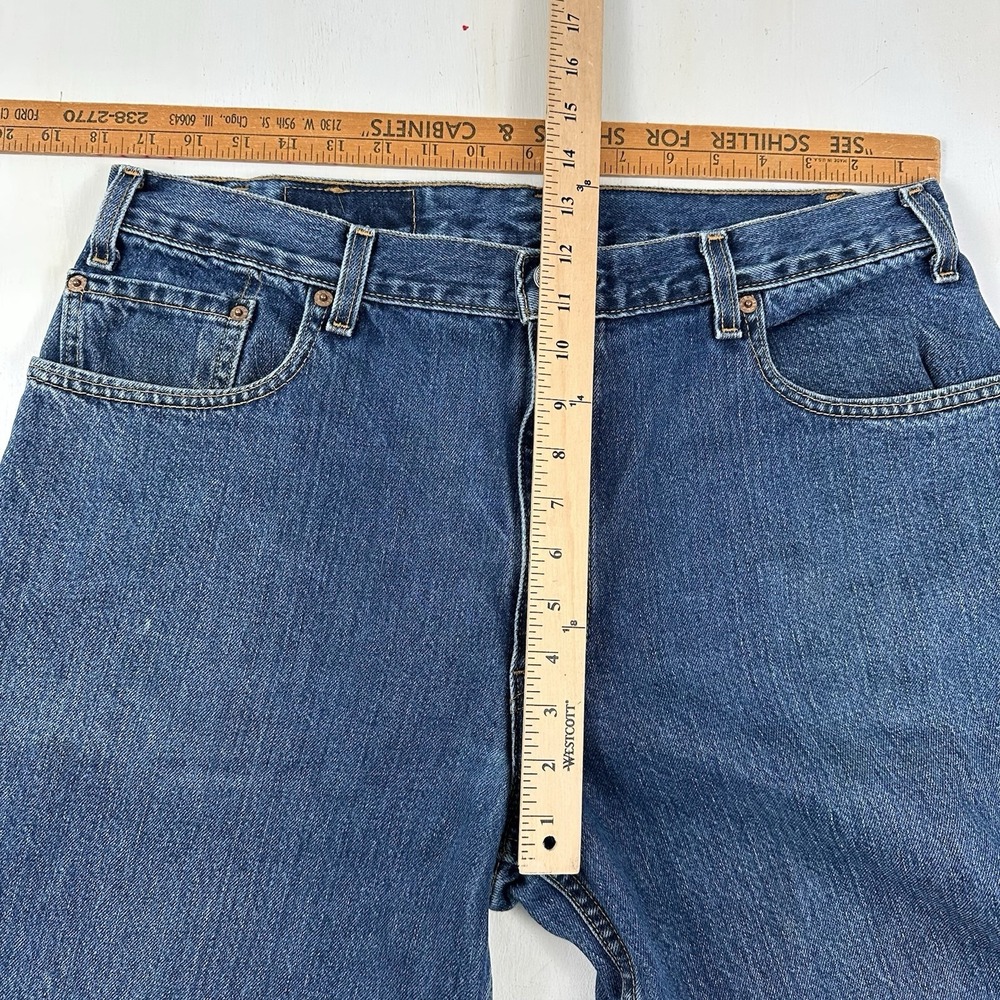 VTG Y2K Levi's 560 Loose Jeans Actual 35x36 Tapered Rare Size Blue Made In USA - Picture 5 of 12